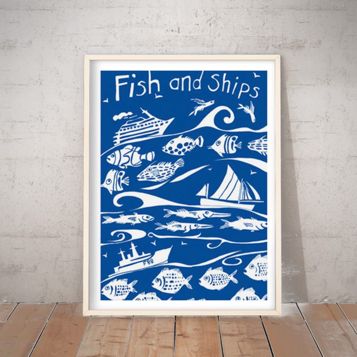Fish and Ships Art Print by Port and Lemon