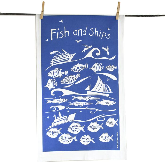 Fish and Ships Tea Towel by Port and Lemon
