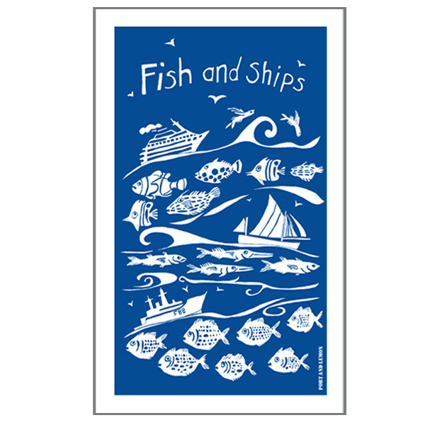 fish and ships tea towel by port and lemon