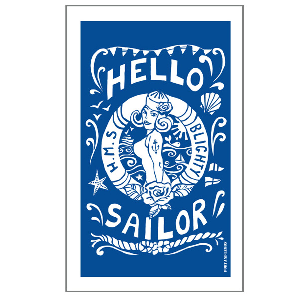 hello sailor tea towel by port and lemon