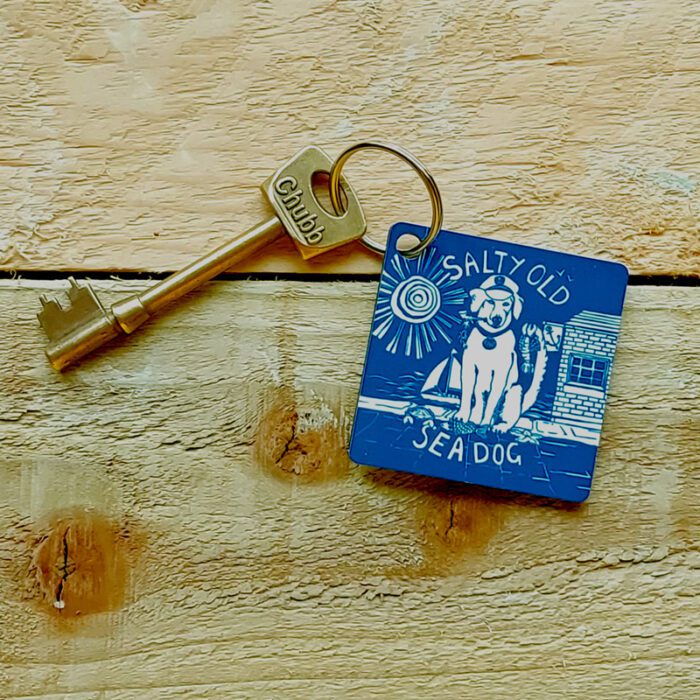 sailing dog key ring