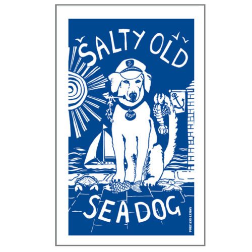 salty old sea dog tea towel by port and lemon