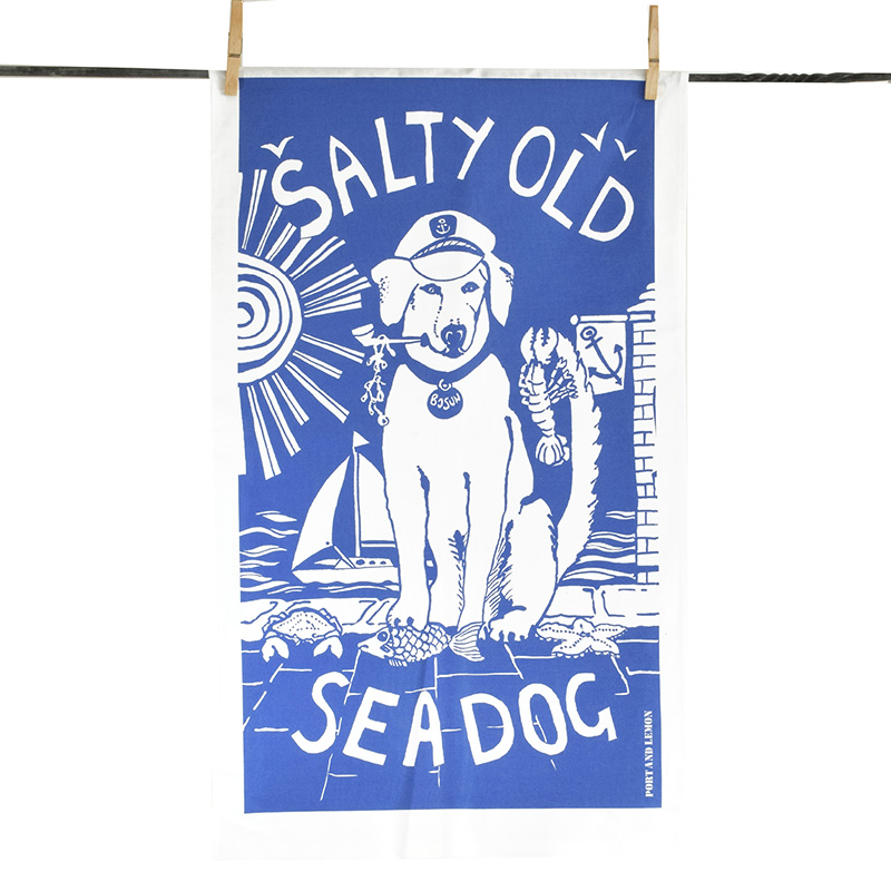 Salty Old Sea Dog Tea Towel by Port and Lemon