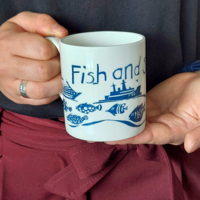 Fish and Ships Hand Decorated Bone China Mug - Image 4