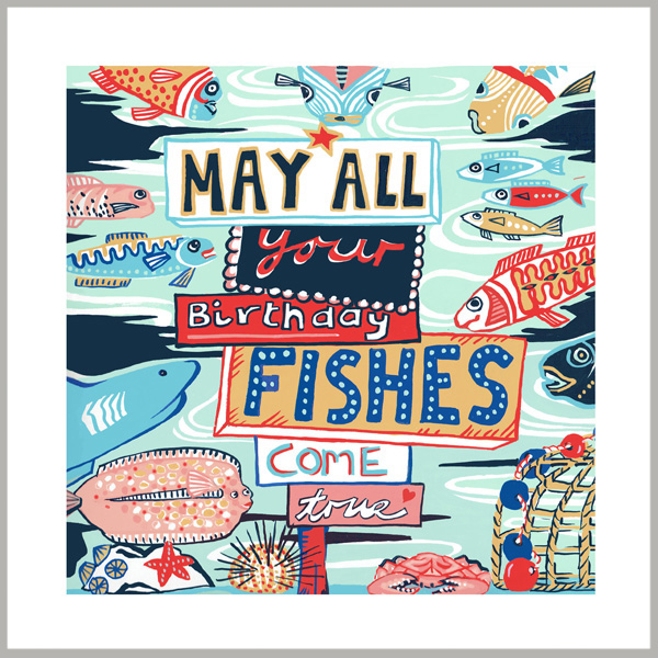 birthday fishes greetings card by kate cooke for port and lemon