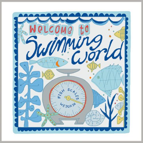 swimming world greetings card by tracy evans for port and lemon