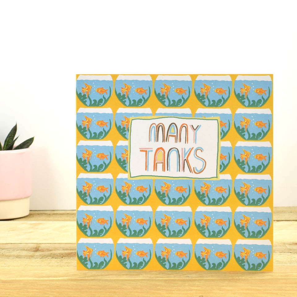 Many Tanks Greetings Card by Tracy Evans for Port and Lemon