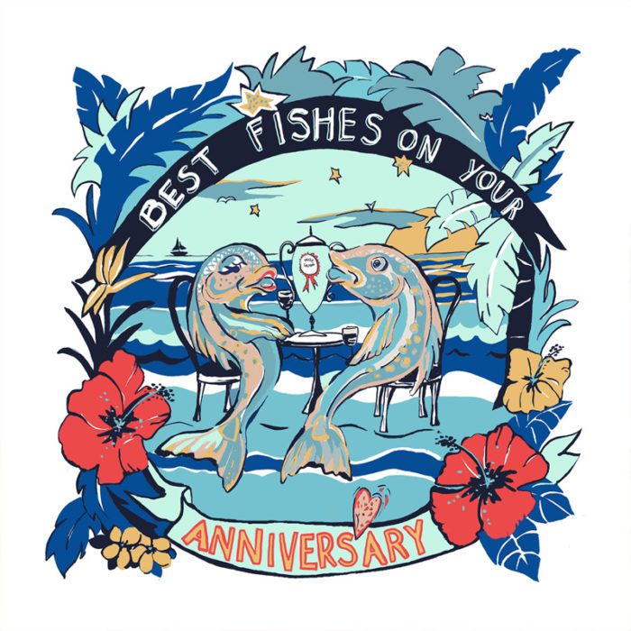 Anniversary Fishes Greetings Card by Tracy Evans for Port and Lemon - Image 2