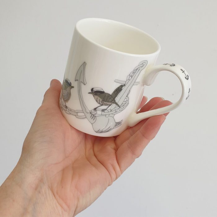 Wrens Hand Decorated Bone China Mug - Image 2