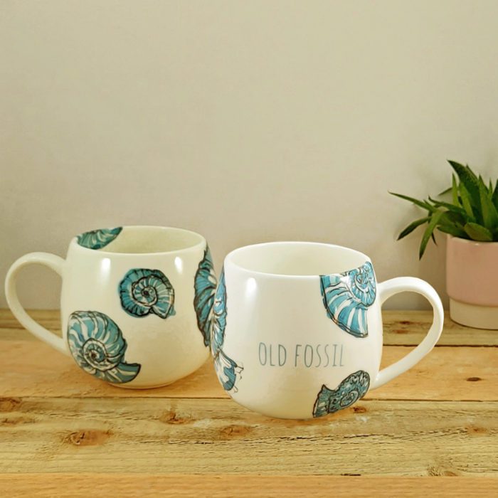 Old Fossil Hand Decorated Bone China Mug