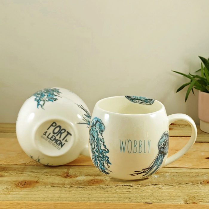 Wobbly Jellyfish Hand Decorated Bone China Mug - Image 2
