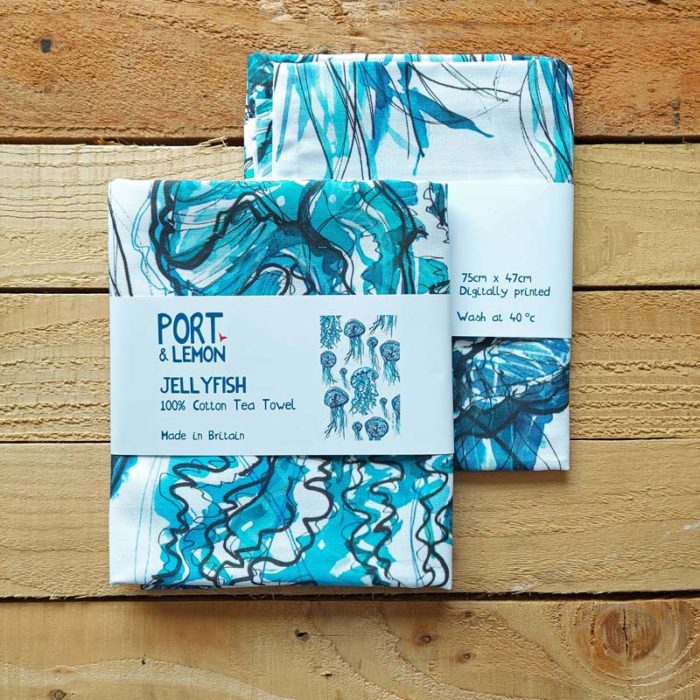 Jellyfish Tea Towel by Port and Lemon - Image 4
