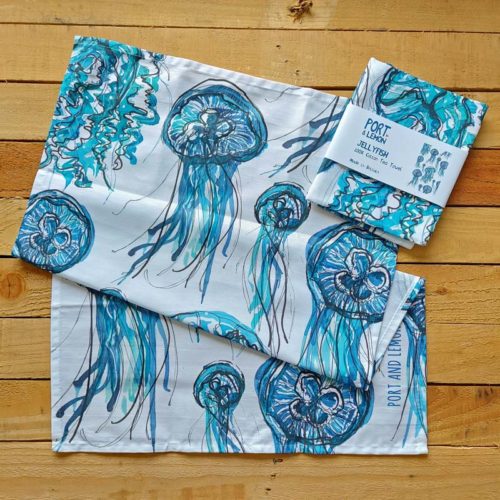 jellyfish tea towel