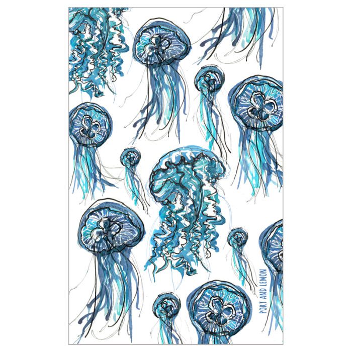 Jellyfish Tea Towel by Port and Lemon - Image 3